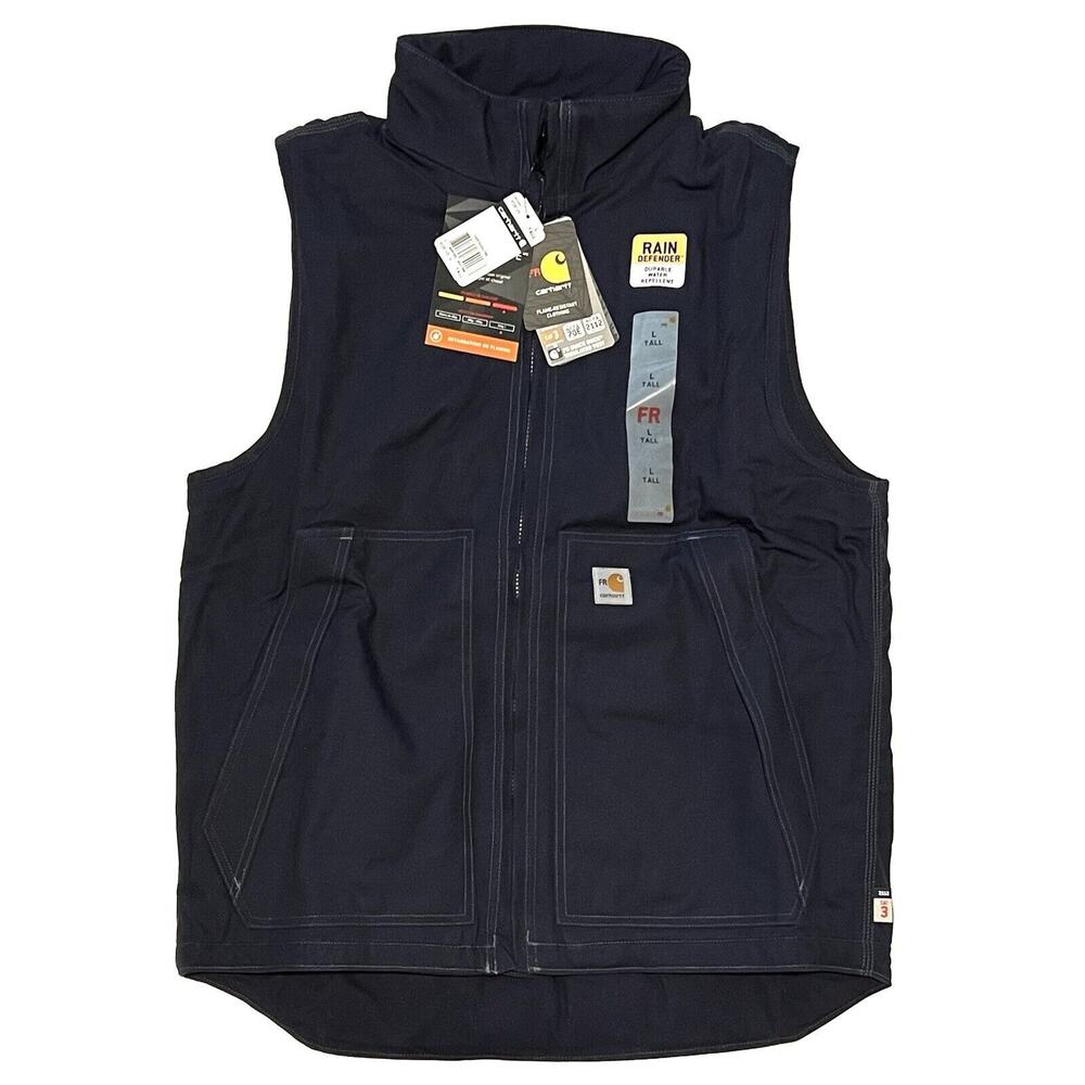 Carhartt 103387 LT Rain Defender FR Flame Resistant Quick Duck Vest Navy TALL